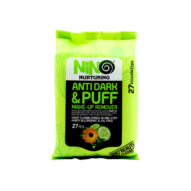 دستمال مرطوب پاک کننده آرایش نینو مدل ضد پف 27 برگ