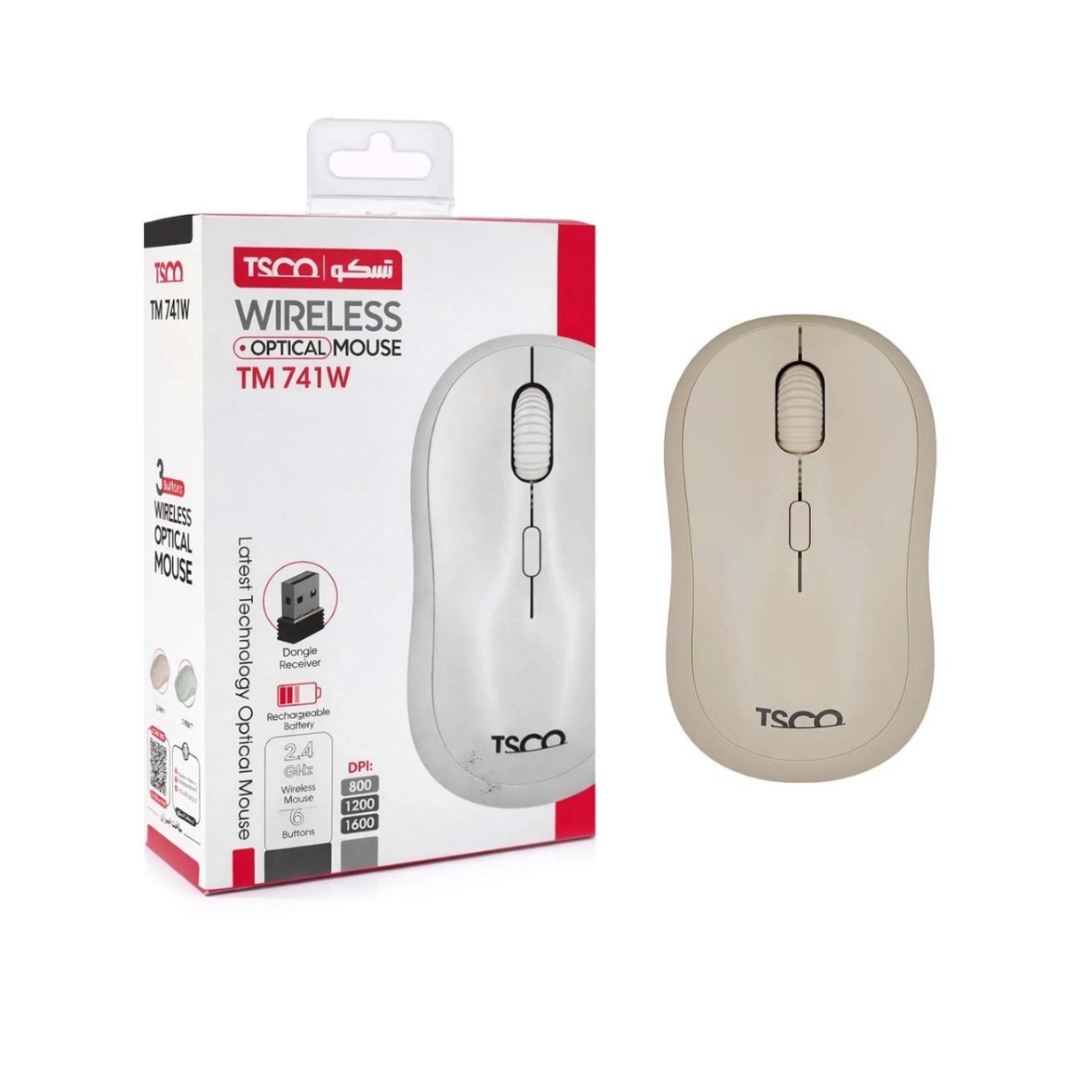 ماوس بی سیم TSCO مدل TM 741W - کرم