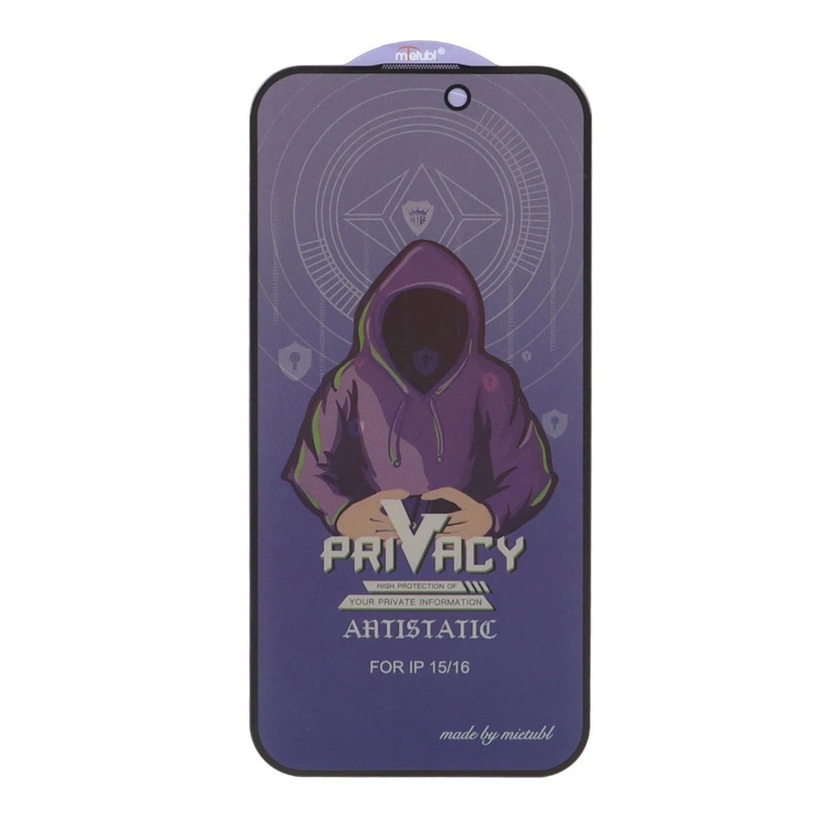محافظ صفحه نمایش شیشه ای Full Cover Mietubl Anti Static Privacy مدل NTC - Apple iPhone 16