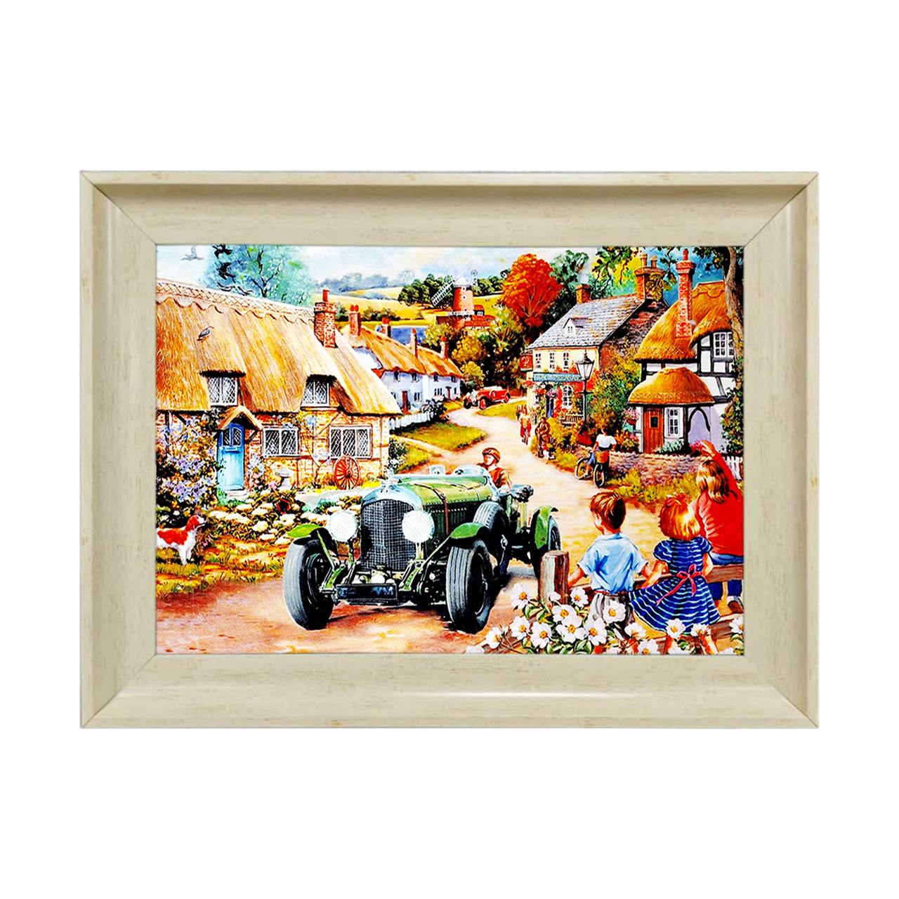 تابلو فرش چاپی طرح دهکده کد 10268 سایز 50×35 سانتی متری