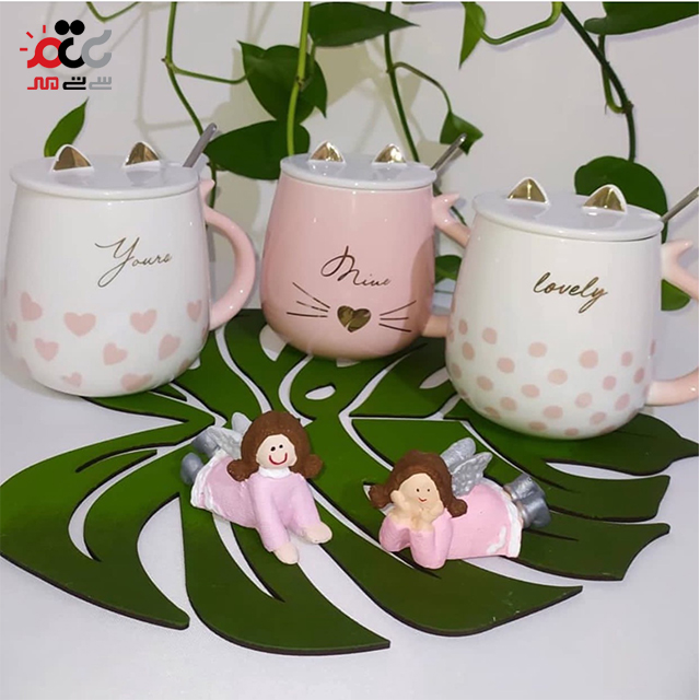 ماگ سرامیکی مدل درب دار طرح گربه