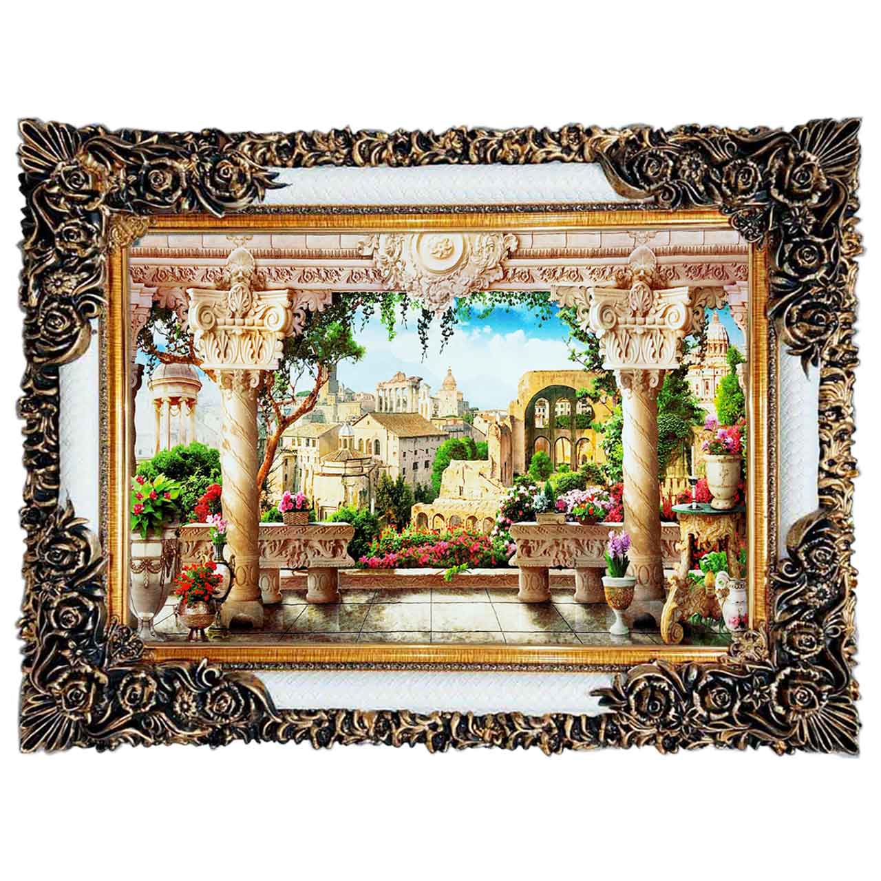 تابلو فرش چاپی طرح کاخ کد 10276 سایز 100×50 سانتی متری