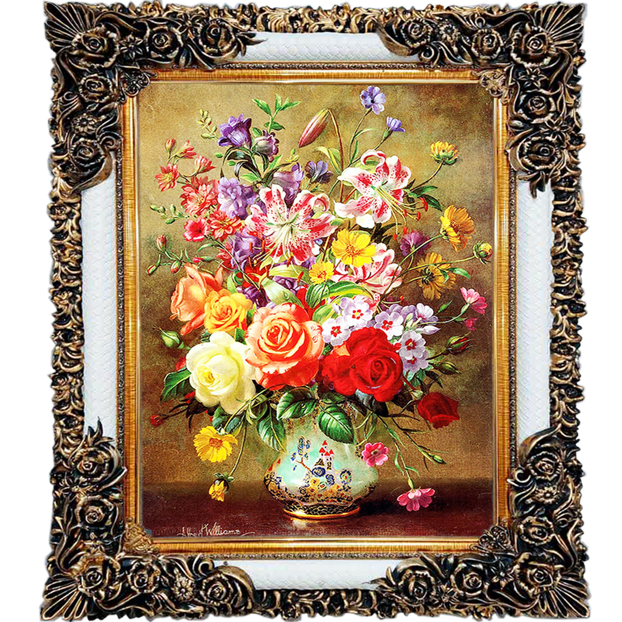 تابلو فرش چاپی طرح گل کد 12303 سایز 100×70 سانتی متری