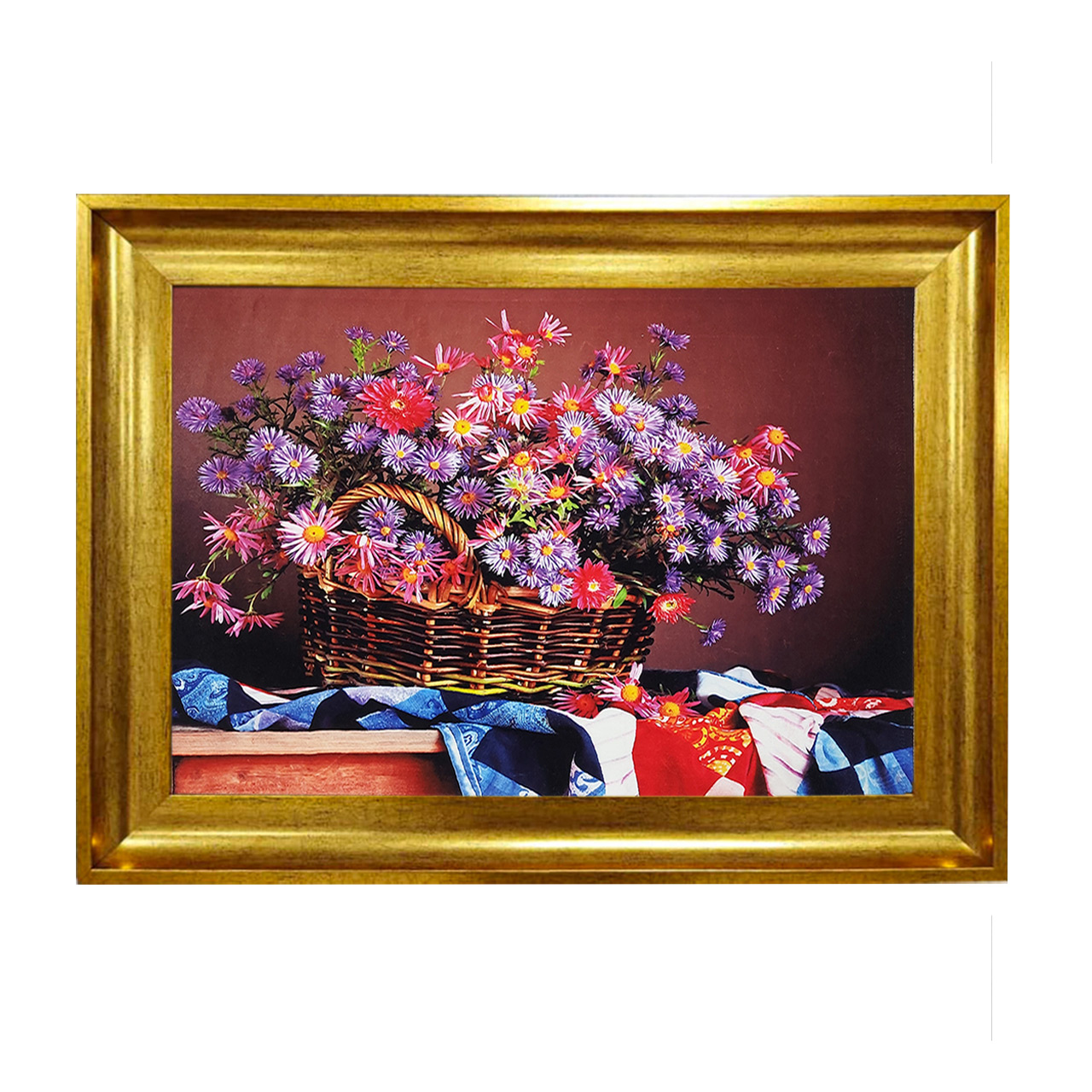 تابلو فرش چاپی طرح گل کد 12007 سایز 50×50 سانتی متری