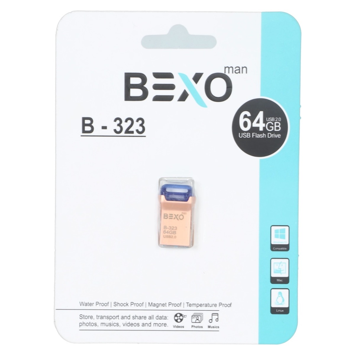 BEXO B-323 USB2.0 Flash Memory - 64GB (گارانتی داده پردازی آواتک) رزگلد