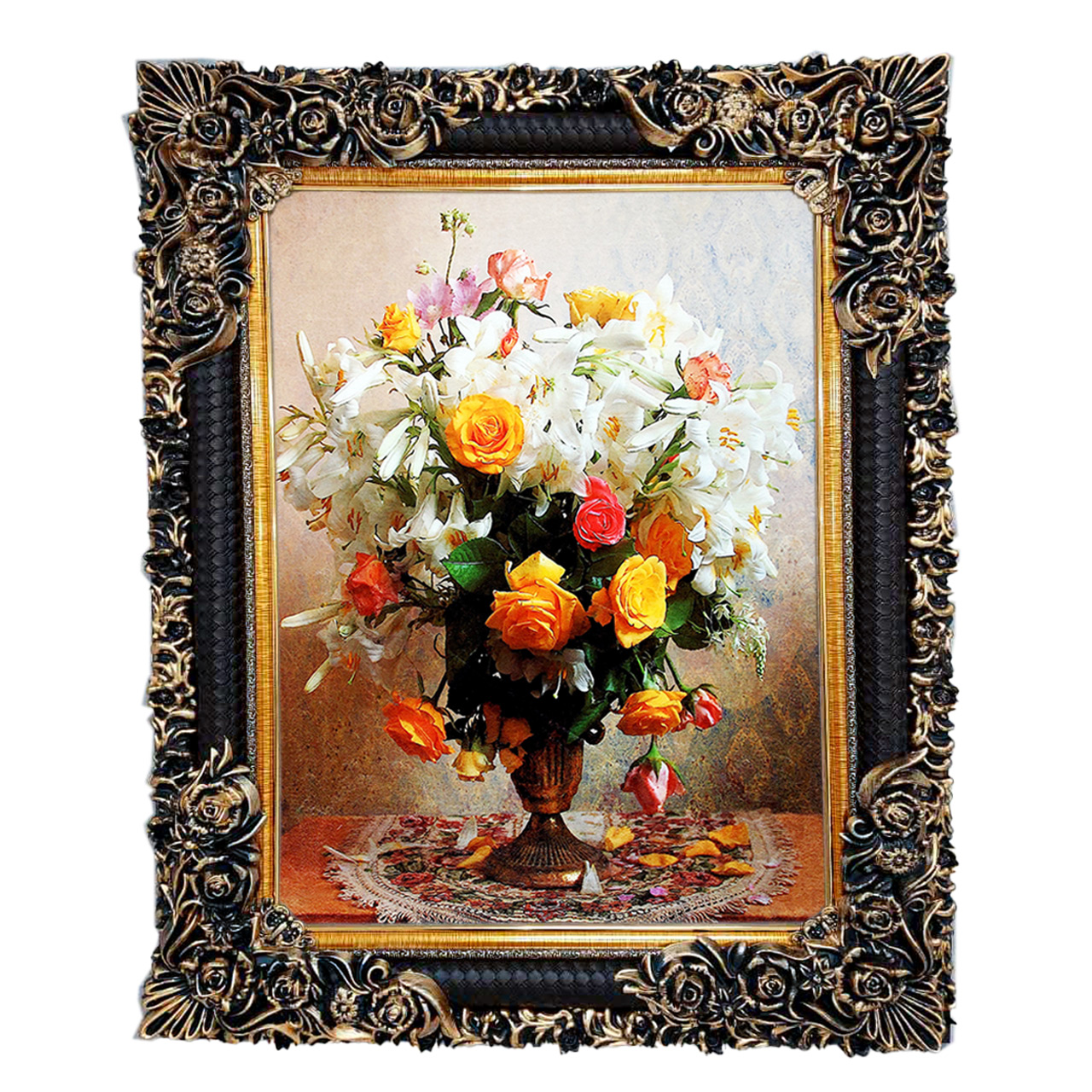 تابلو فرش چاپی طرح گل کد 12336 سایز 70×50 سانتی متری