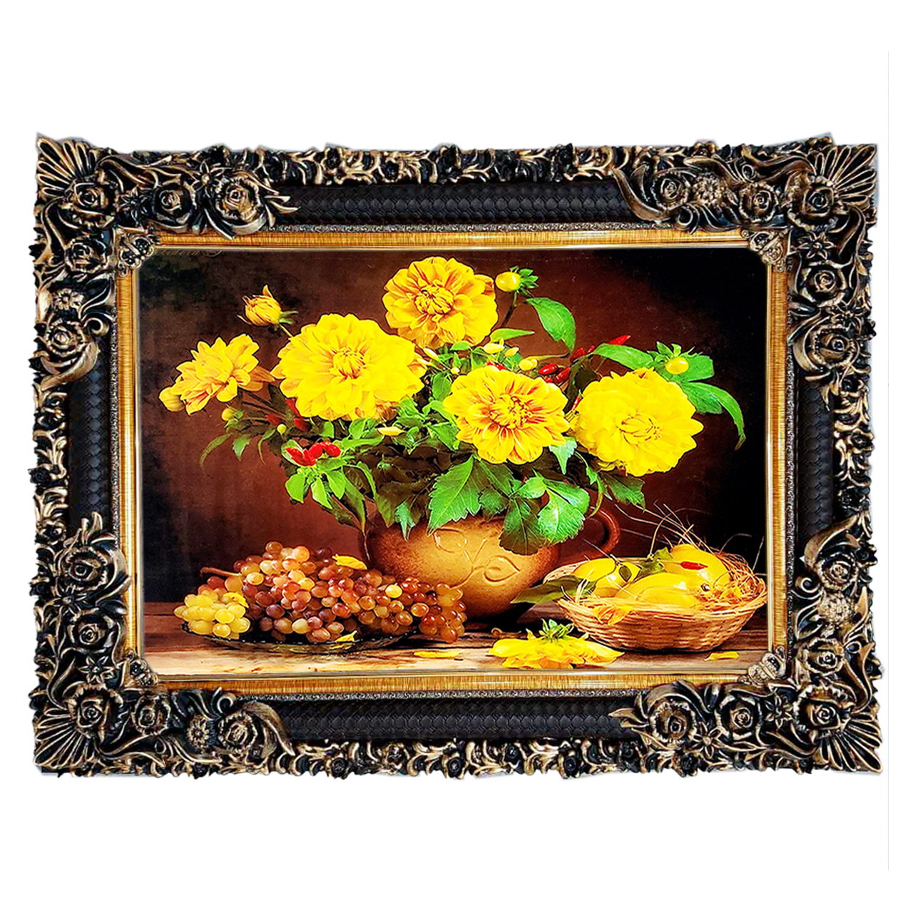 تابلو فرش چاپی طرح گل کد 12026 سایز 70×50 سانتی متری