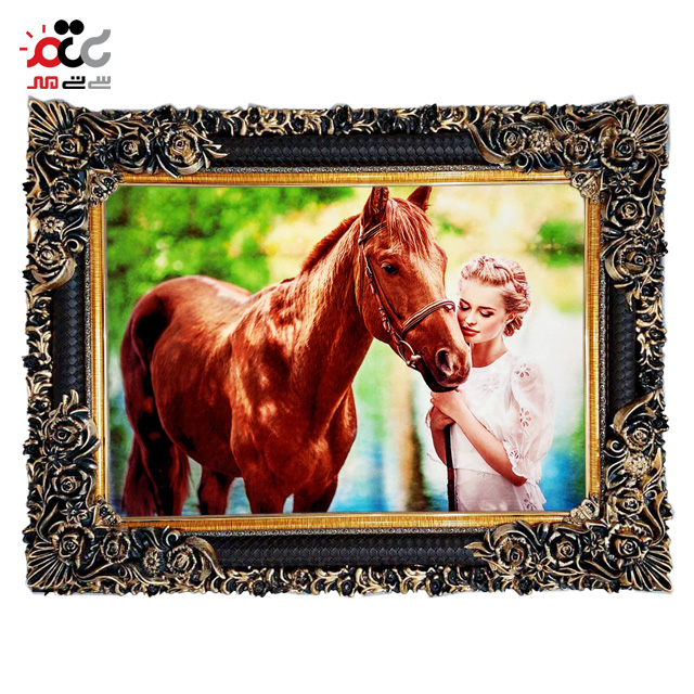 تابلو فرش چاپی طرح اسب کد 13303 سایز 60×40 سانتی متری