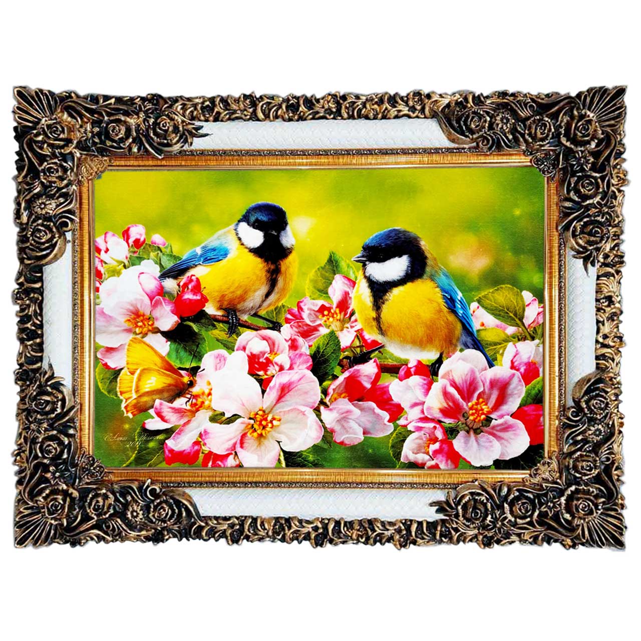 تابلو فرش چاپی طرح گنجشک کد 14027 سایز 100×50 سانتی متری