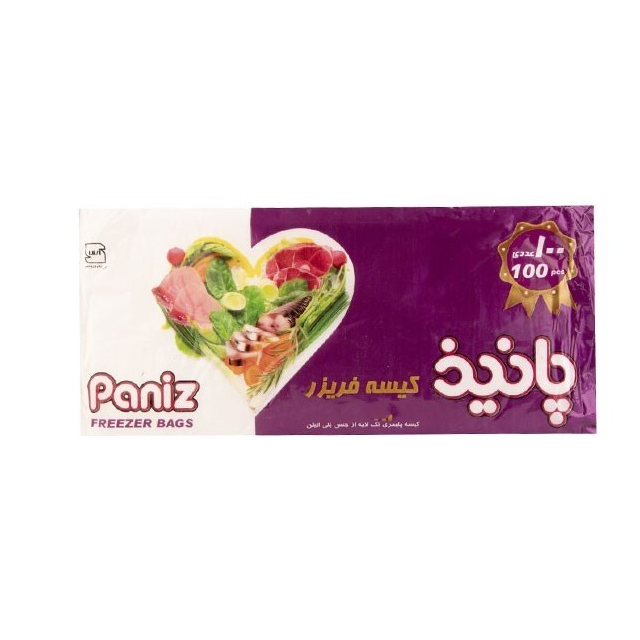 کیسه فریزر پانیذ سایز 32×22 سانتی متر بسته 100 عددی