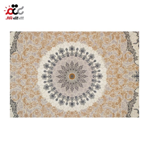 فرش ماشینی طرح رعنا p متالیک کرم حاشیه کرم
