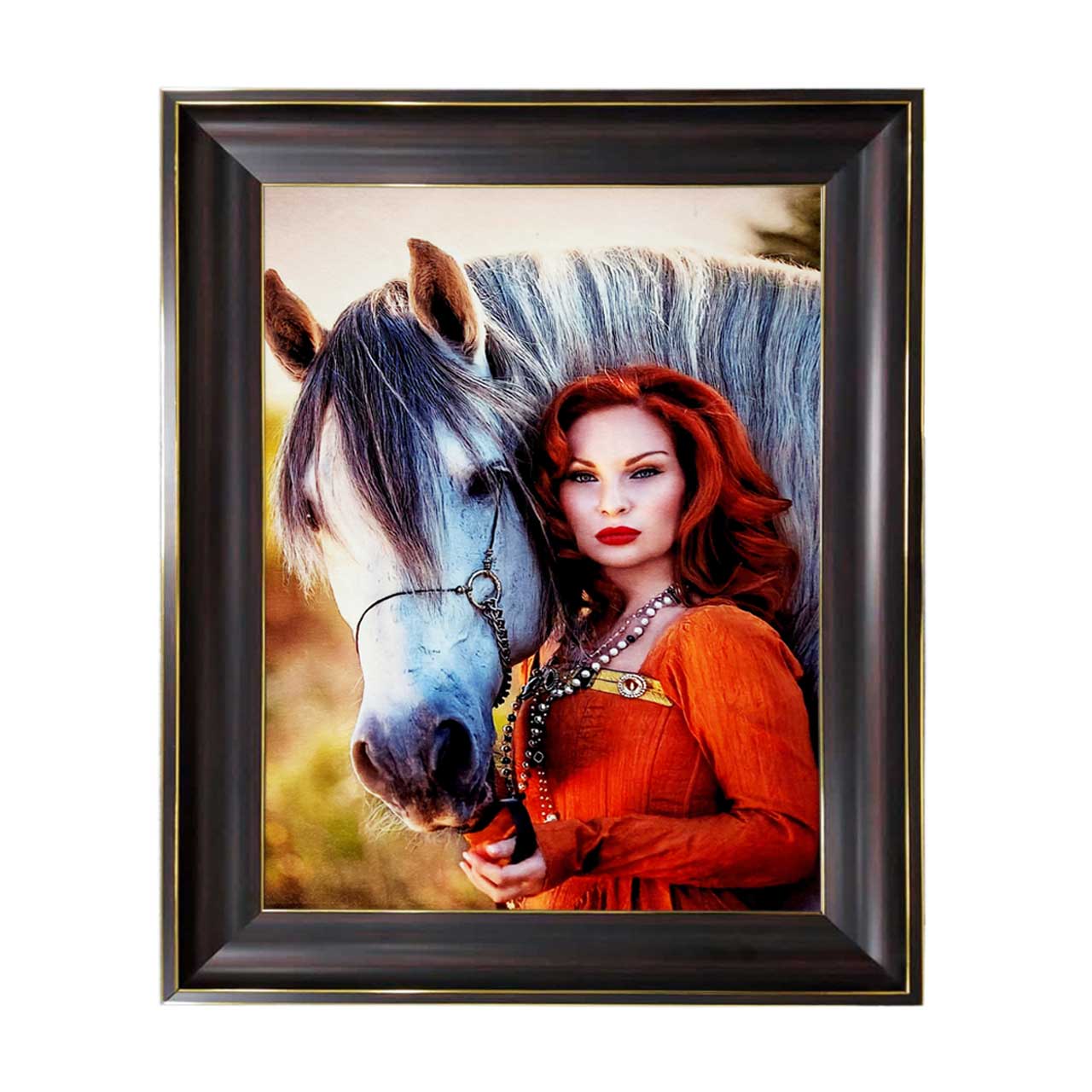 تابلو فرش چاپی طرح اسب کد 13005 سایز 70×50 سانتی متری