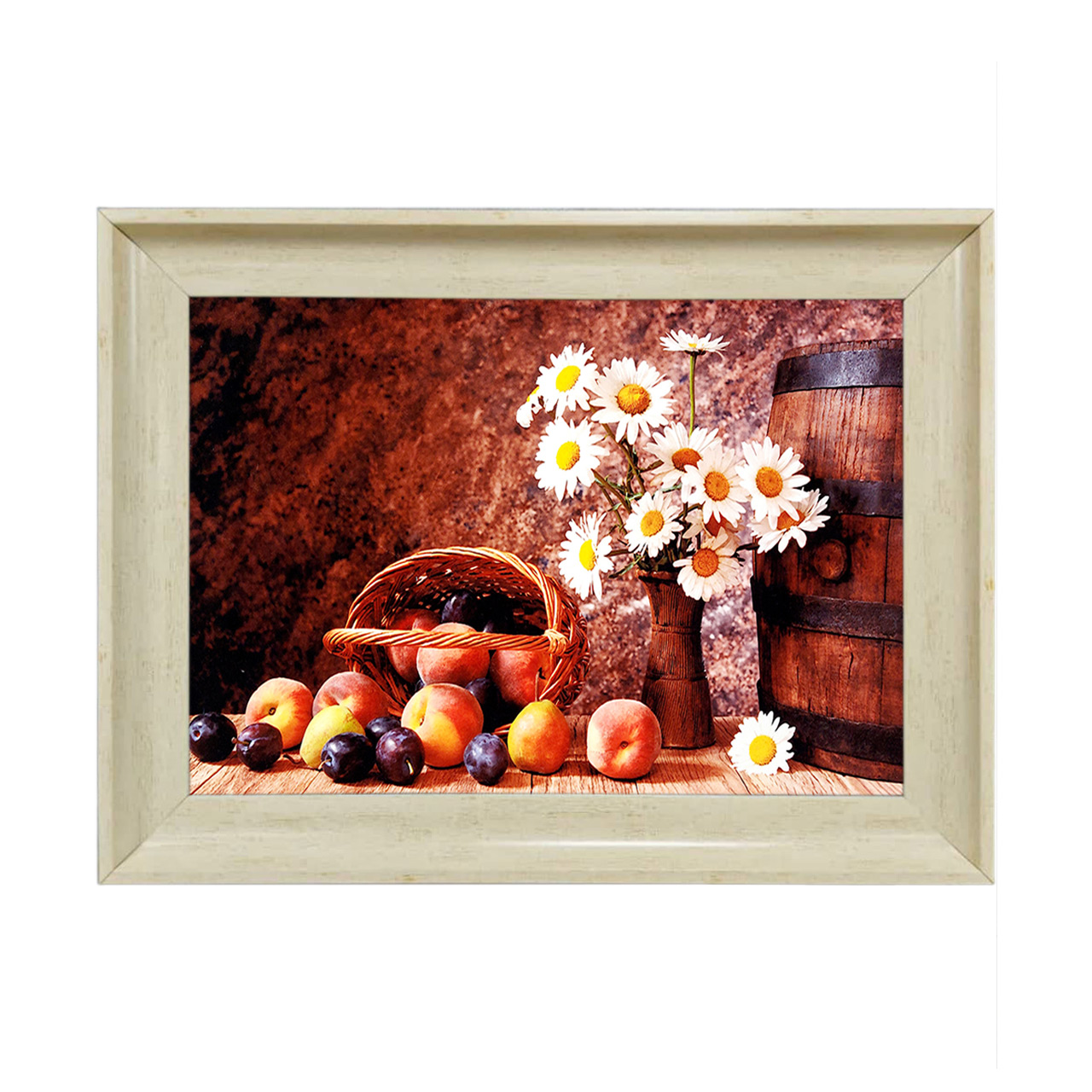 تابلو فرش چاپی طرح گل و میوه کد 12019 سایز 50×35 سانتی متری