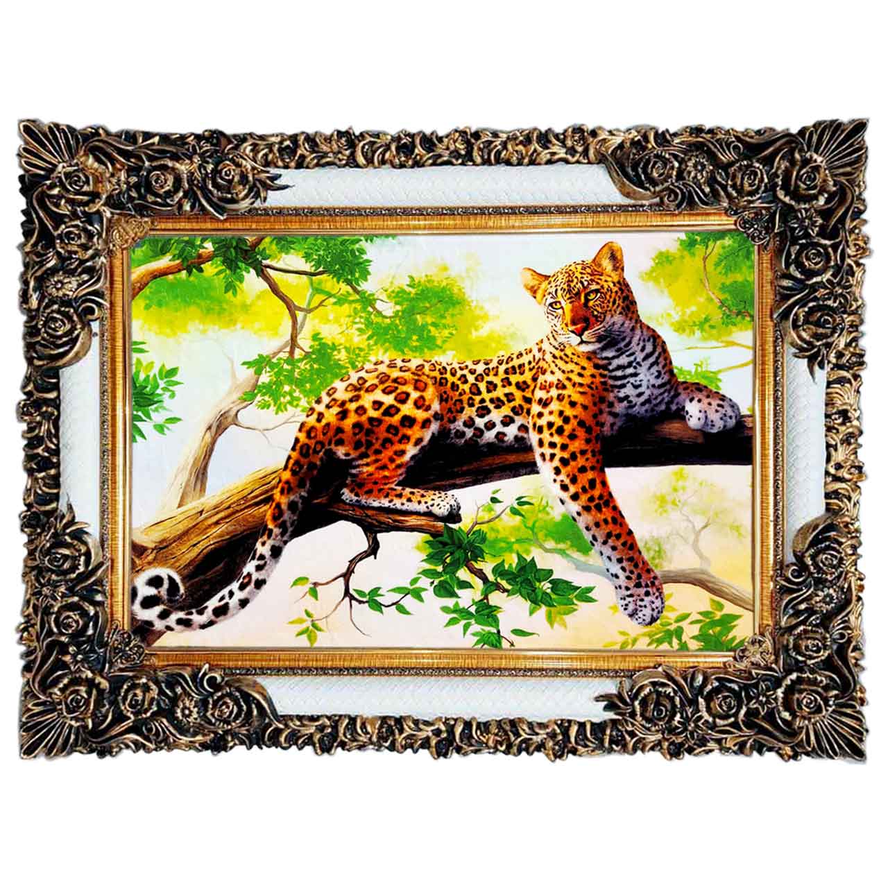 تابلو فرش چاپی طرح پلنگ کد 14024 سایز 100×50 سانتی متری