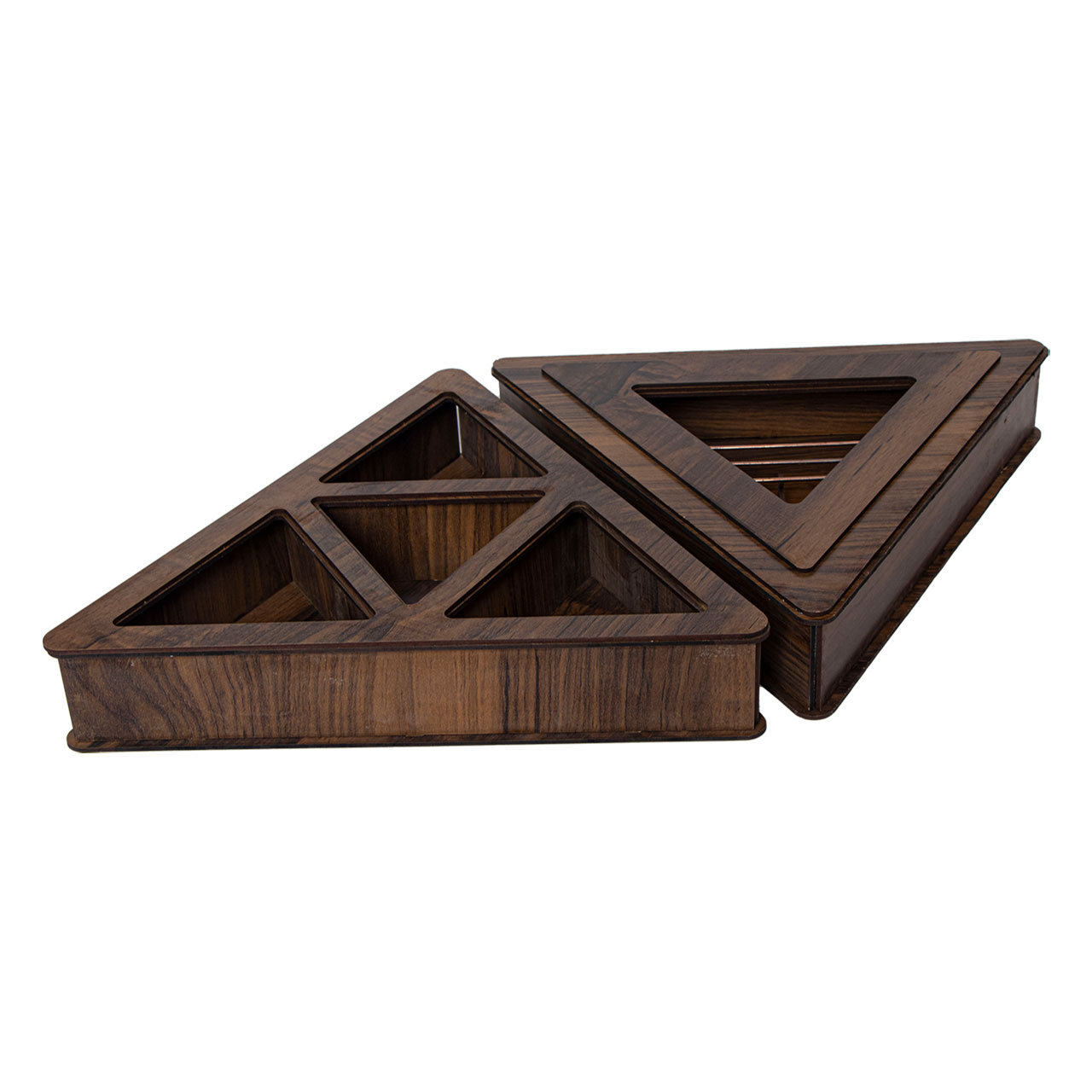باکس چای چوبی مدل وارمر دار طرح مثلث بسته 2 عددی