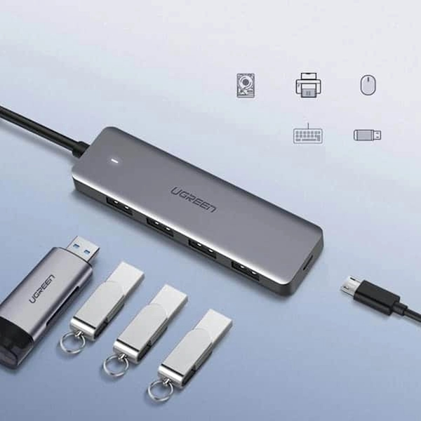 هاب 4 پورت UGREEN Type-C مدل 70336-CM219 - خاکستری (گارانتی 18 ماهه آسان پیشرو)