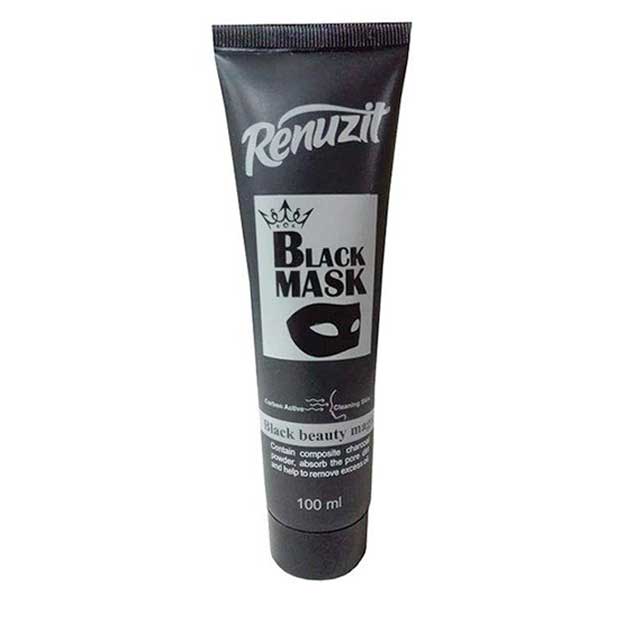 ماسک صورت رینوزیت مدل Black mask carbon active حجم  100 میلی لیتری