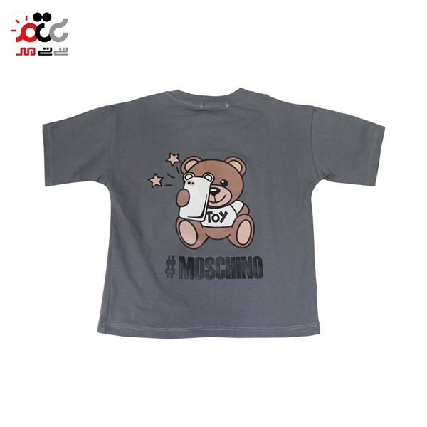 ست تیشرت و شلوارک بچگانه طوسی طرح MOSCHINO سایز 45