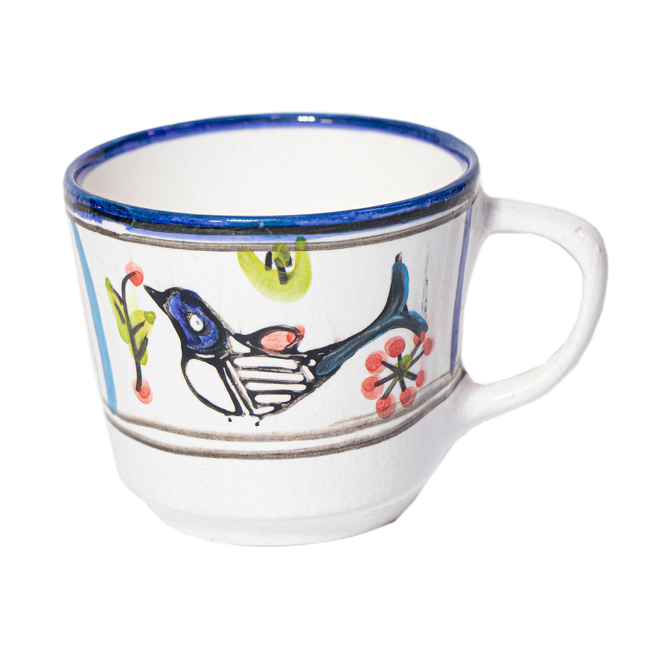 فنجان سفالی مدل مرغ رنگی