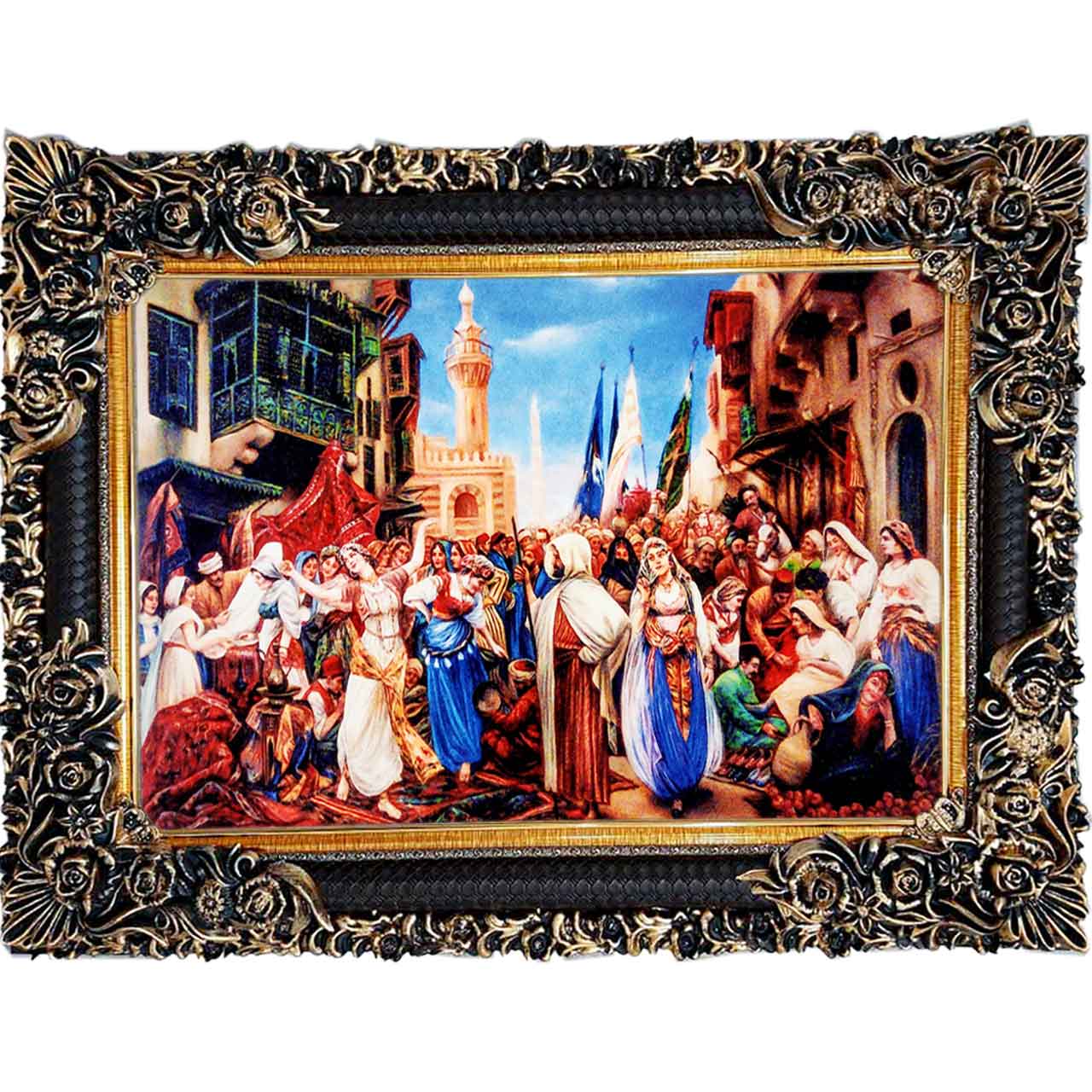 تابلو فرش چاپی طرح روستا کد 13319 سایز 100×70 سانتی متری