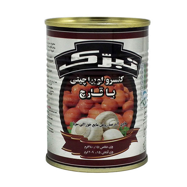 کنسرو لوبیا چیتی با قارچ تبرک 380 گرمی