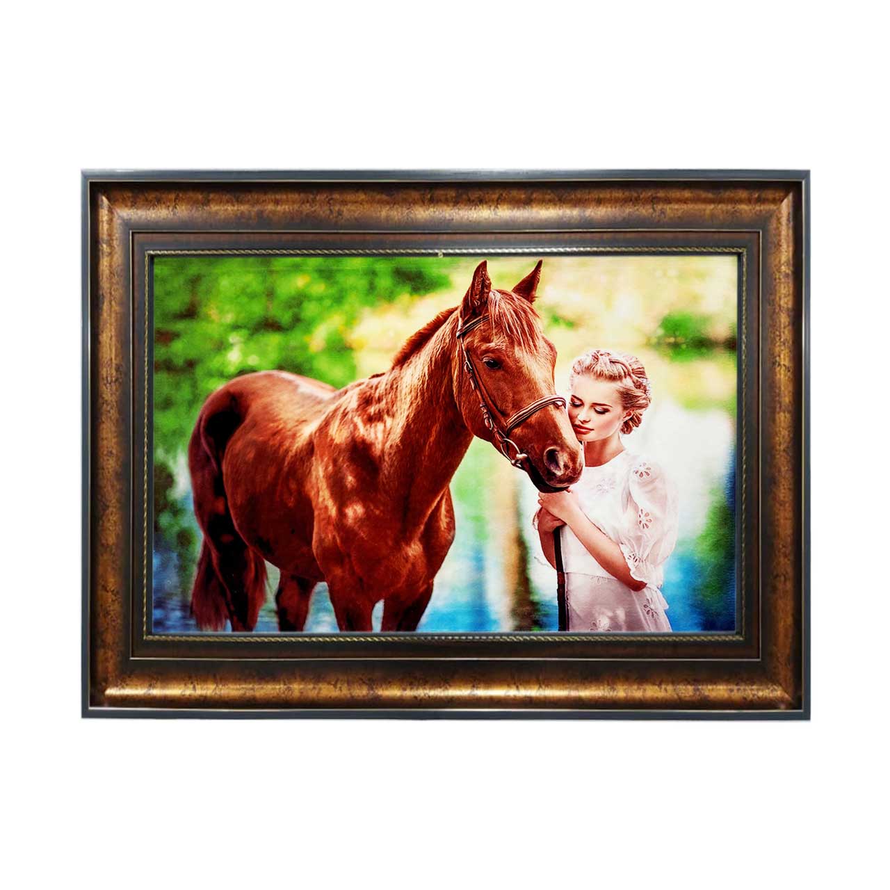 تابلو فرش چاپی طرح اسب کد 13303 سایز 50×35 سانتی متری