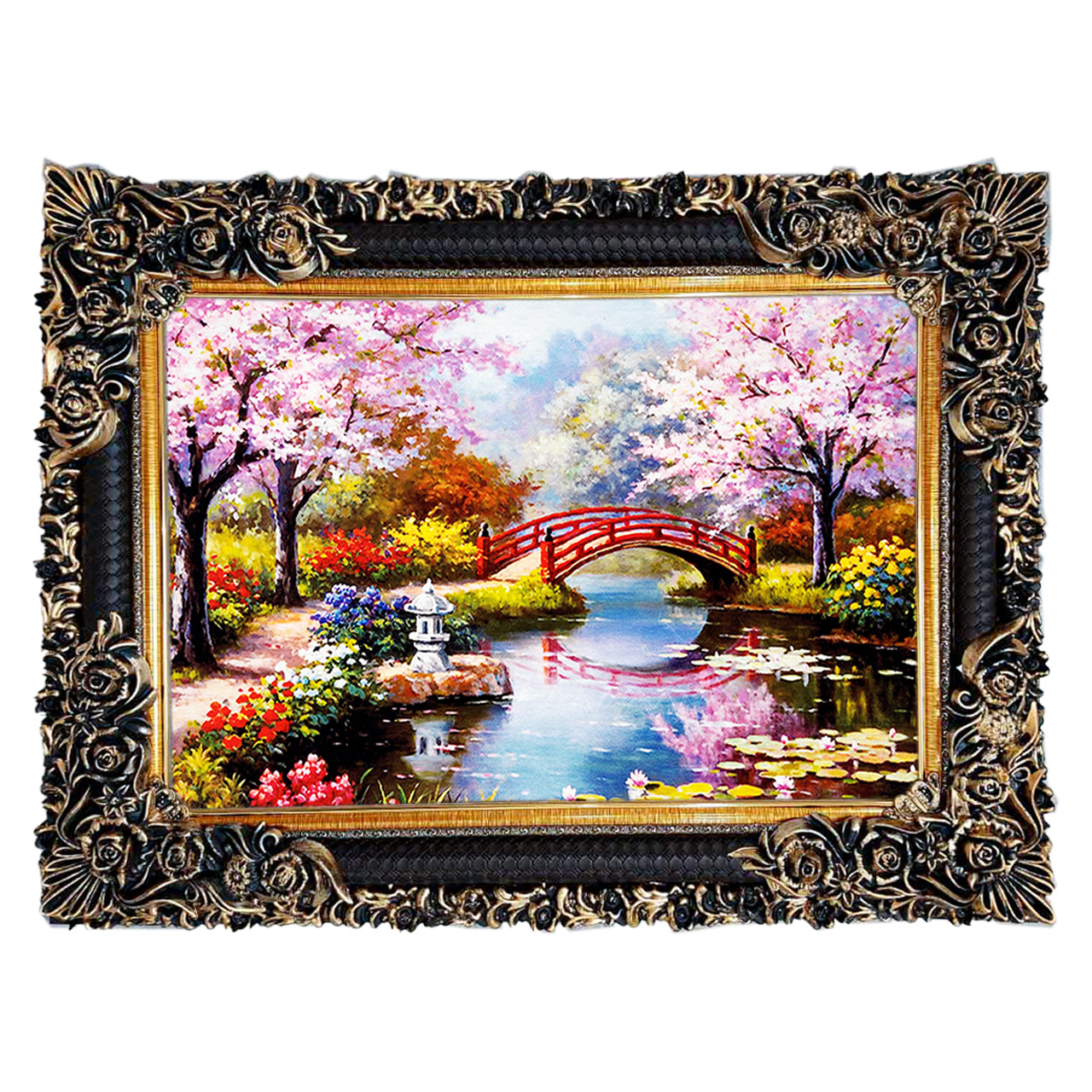 تابلو فرش چاپی طرح دریاچه کد 10144 سایز 70×50 سانتی متری