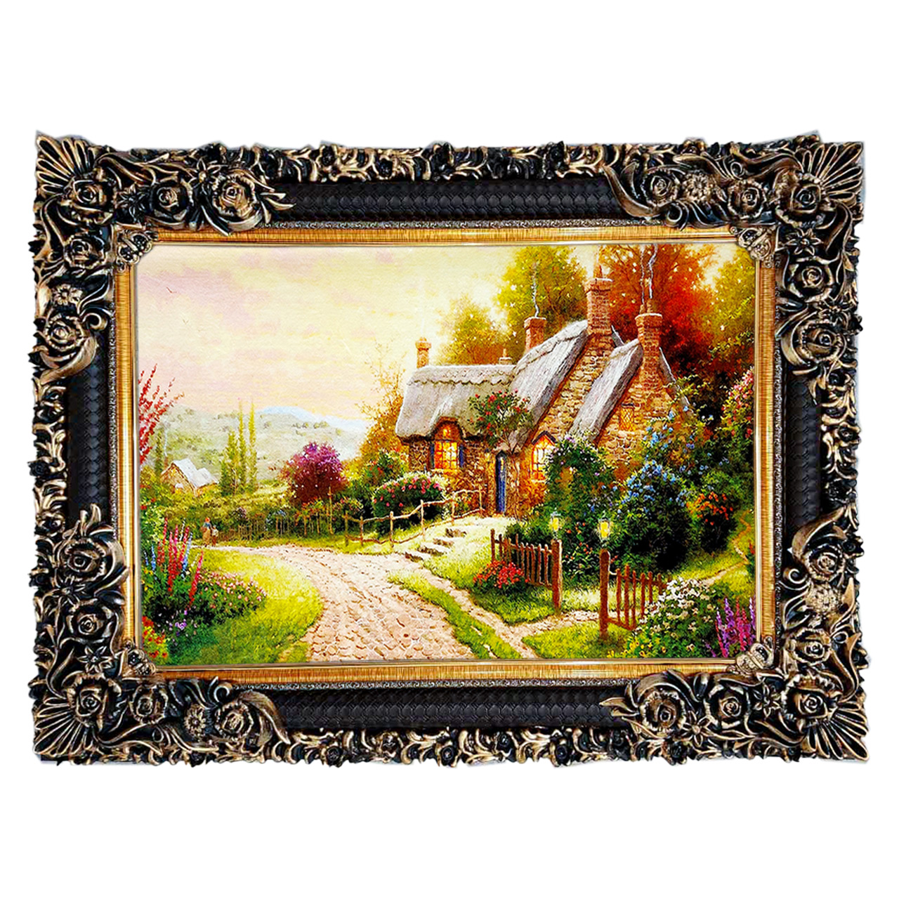 تابلو فرش چاپی طرح کلبه کد 10027 سایز 70×50 سانتی متری