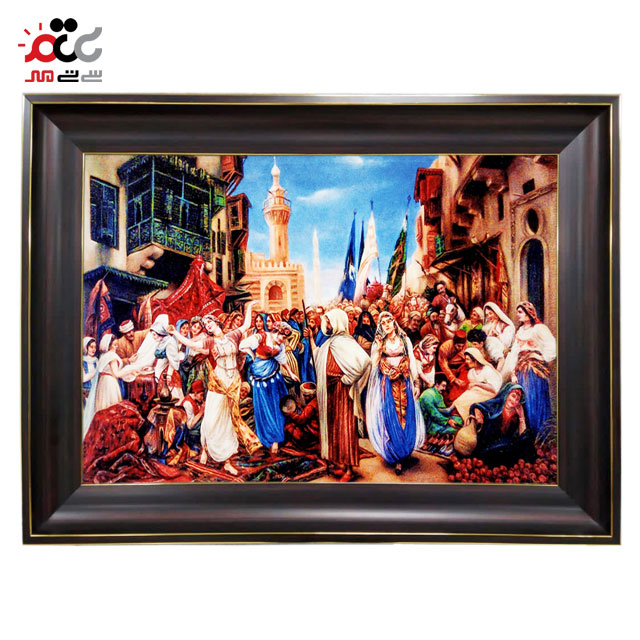 تابلو فرش چاپی طرح روستا کد 13319 سایز 50×35 سانتی متری