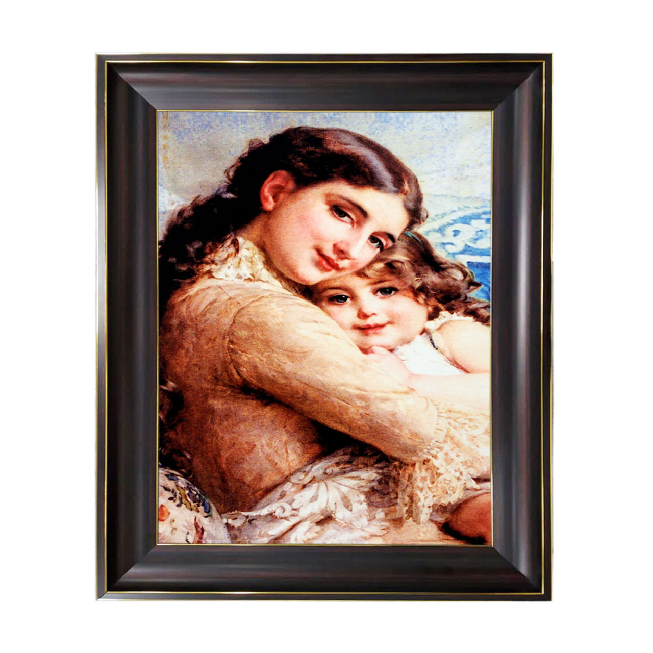 تابلو فرش چاپی طرح مادر و دختر کد 13042 سایز 70×50 سانتی متری