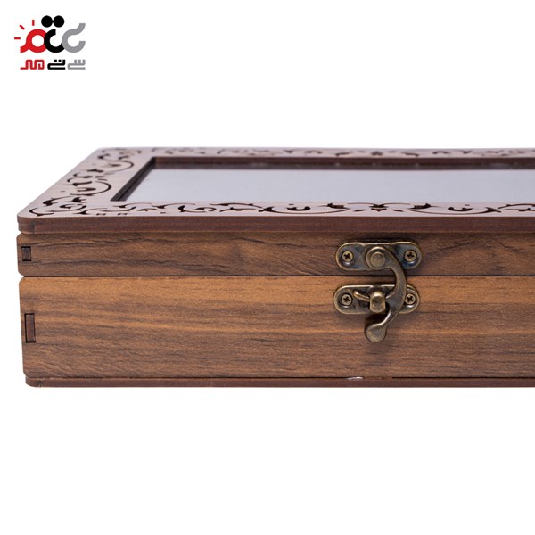 باکس چای چوبی مدل مستطیل 5 خانه