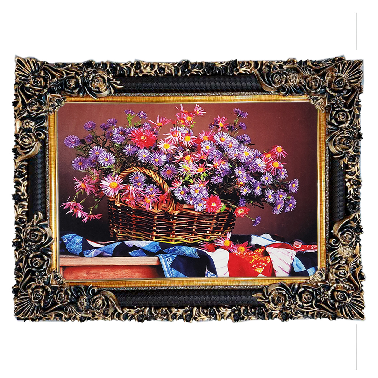 تابلو فرش چاپی طرح گل کد 12007 سایز 70×50 سانتی متری