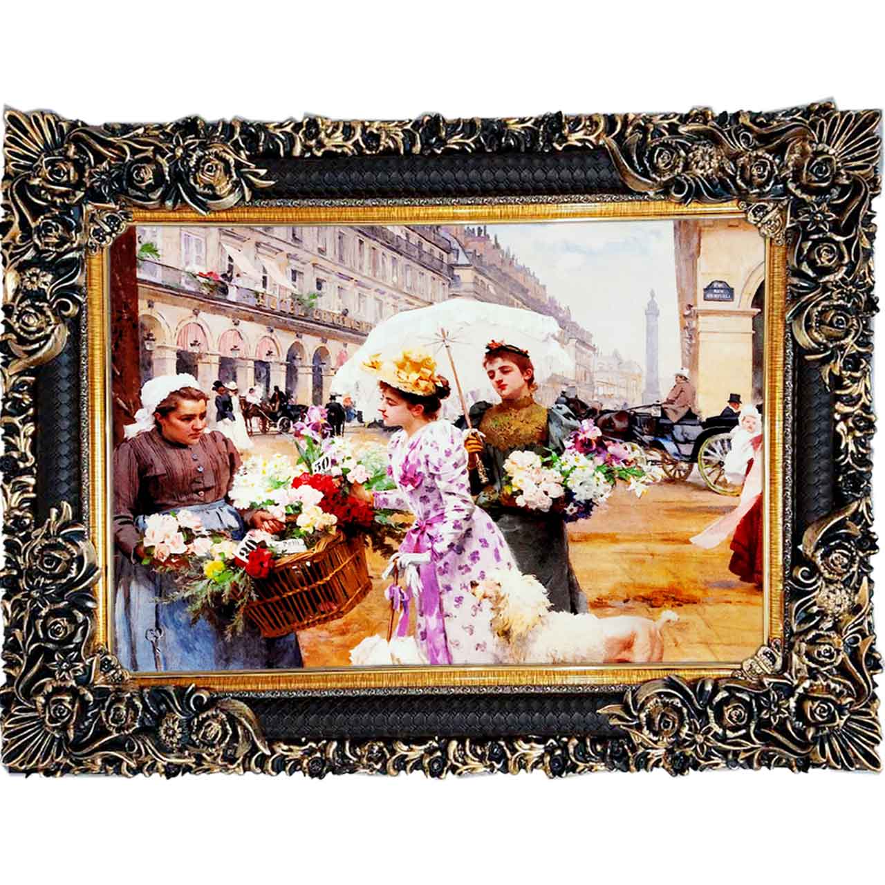 تابلو فرش چاپی طرح فرانسه کد 11055 سایز 100×70 سانتی متری