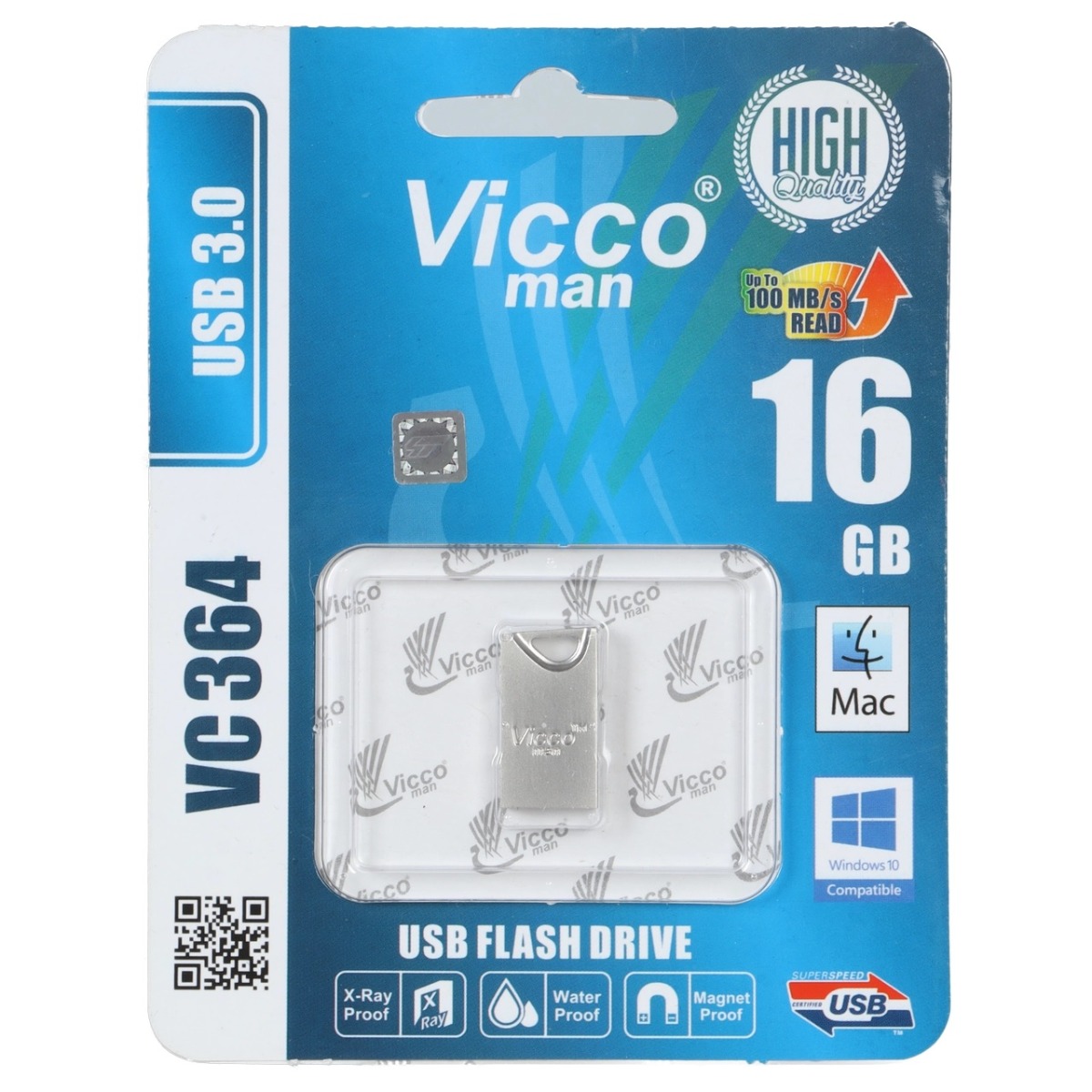 (گارانتی مادام العمر رایانه نوین سگال) نقره ای Vicco man VC364 S USB3.0 Flash Memory - 16GB