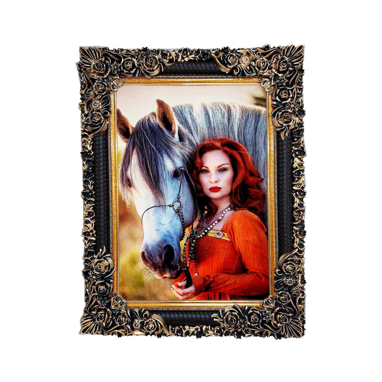 تابلو فرش چاپی طرح اسب کد 13005 سایز 50×35 سانتی متری