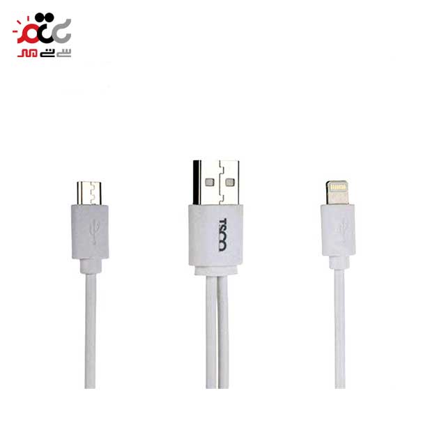 کابل تبدیل USB به microUSB و لایتنینگ تسکو مدل TCA-28 طول 0.2 متر