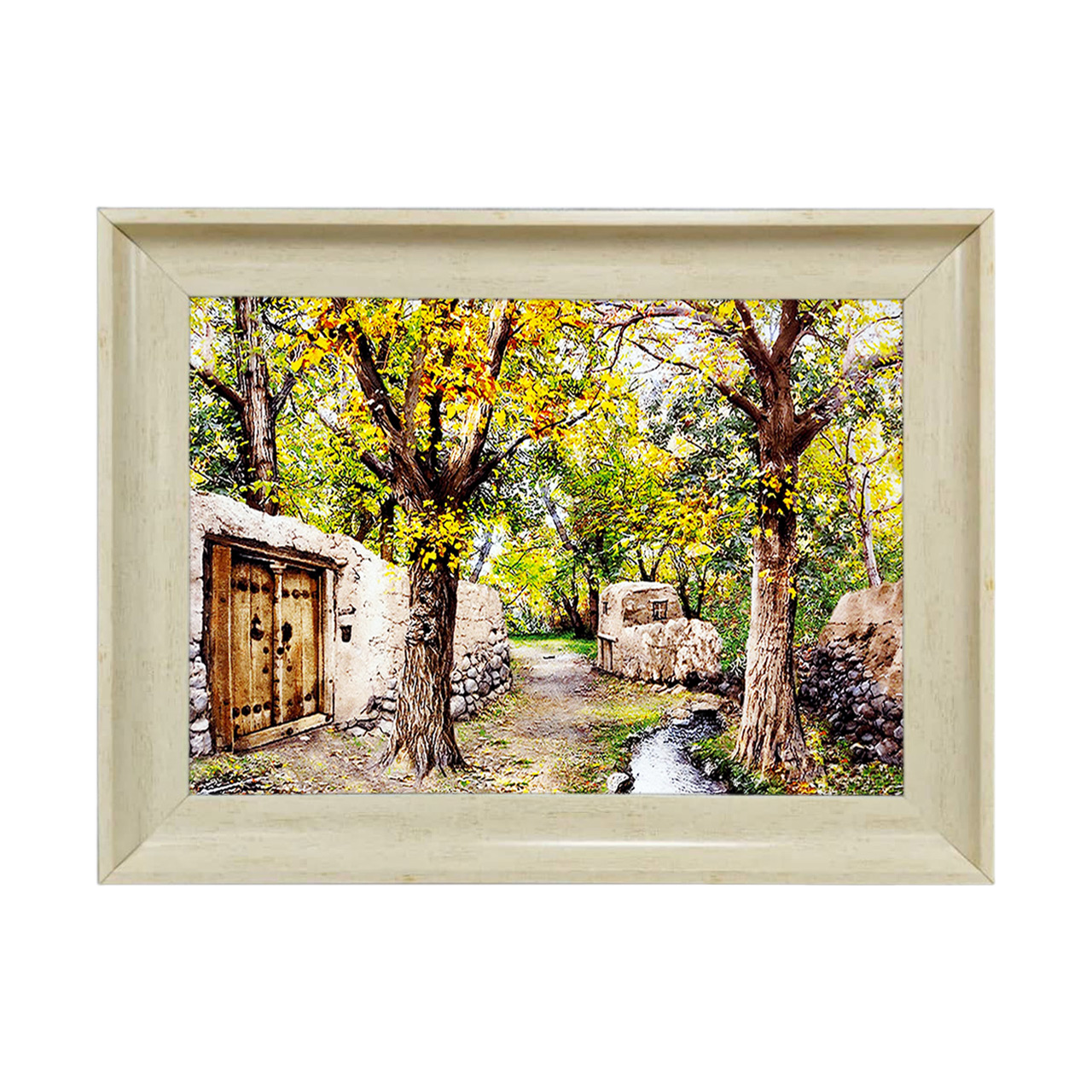 تابلو فرش چاپی طرح کوچه باغ کد 10041 سایز 50×35 سانتی متری