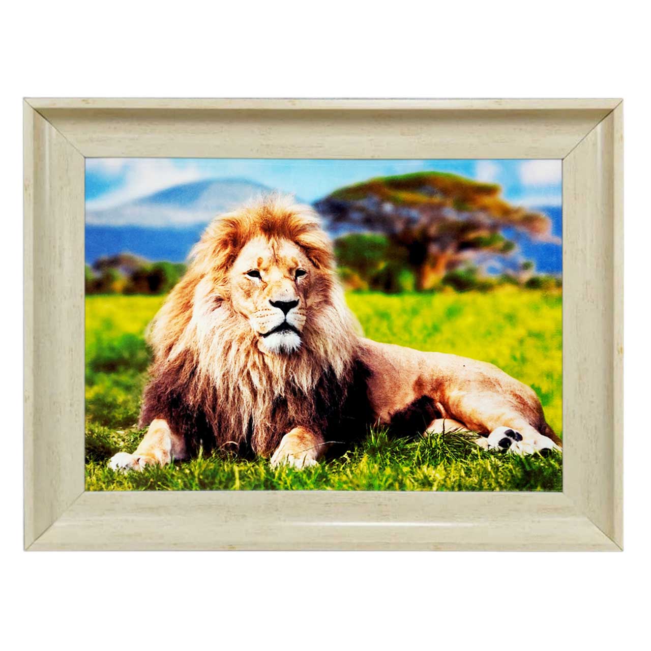 تابلو فرش چاپی طرح شیر کد 14006 سایز 70×50 سانتی متری