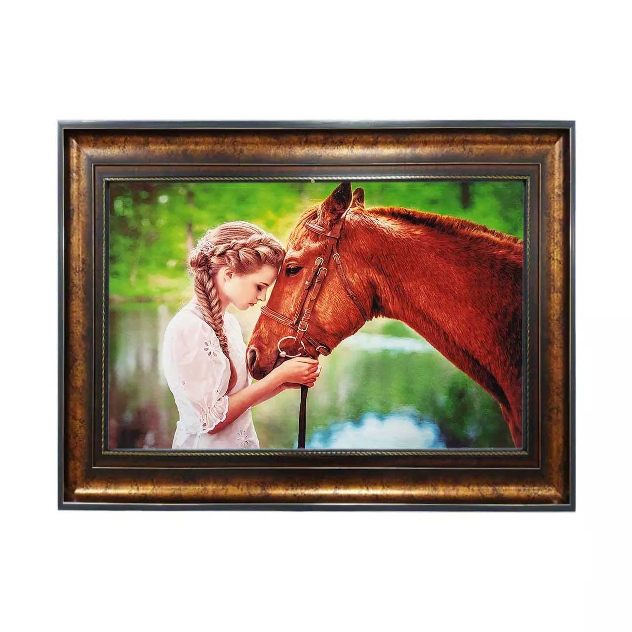 تابلو فرش چاپی طرح اسب کد 13305 سایز 50×35 سانتی متری