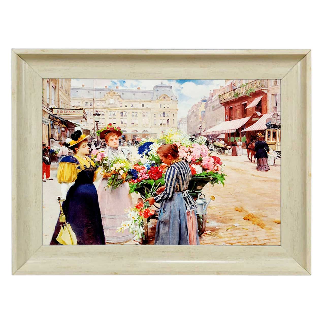 تابلو فرش چاپی طرح گل فروش کد 11060 سایز 70×50 سانتی متری