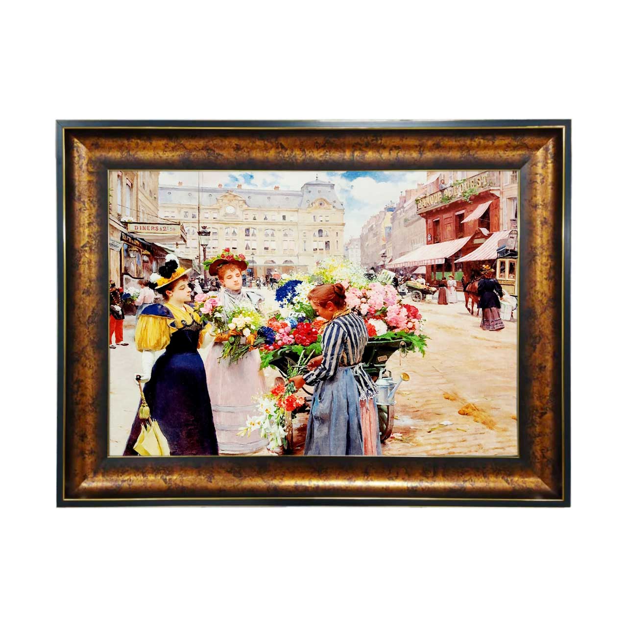 تابلو فرش چاپی طرح گل فروش کد 11060 سایز 50×35 سانتی متری