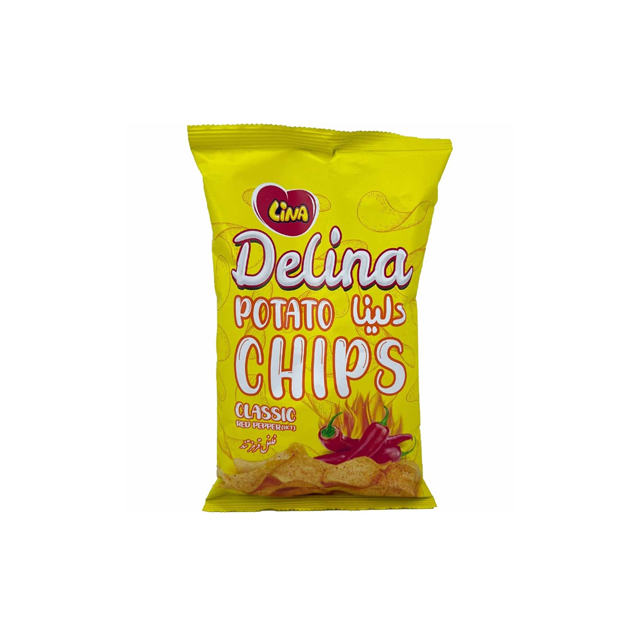 چیپس لینا مدل دلینا با طعم فلفل قرمز 75 گرمی