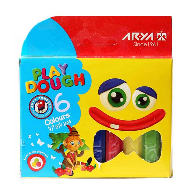 خمیر بازی 6 رنگ آریا مقوایی