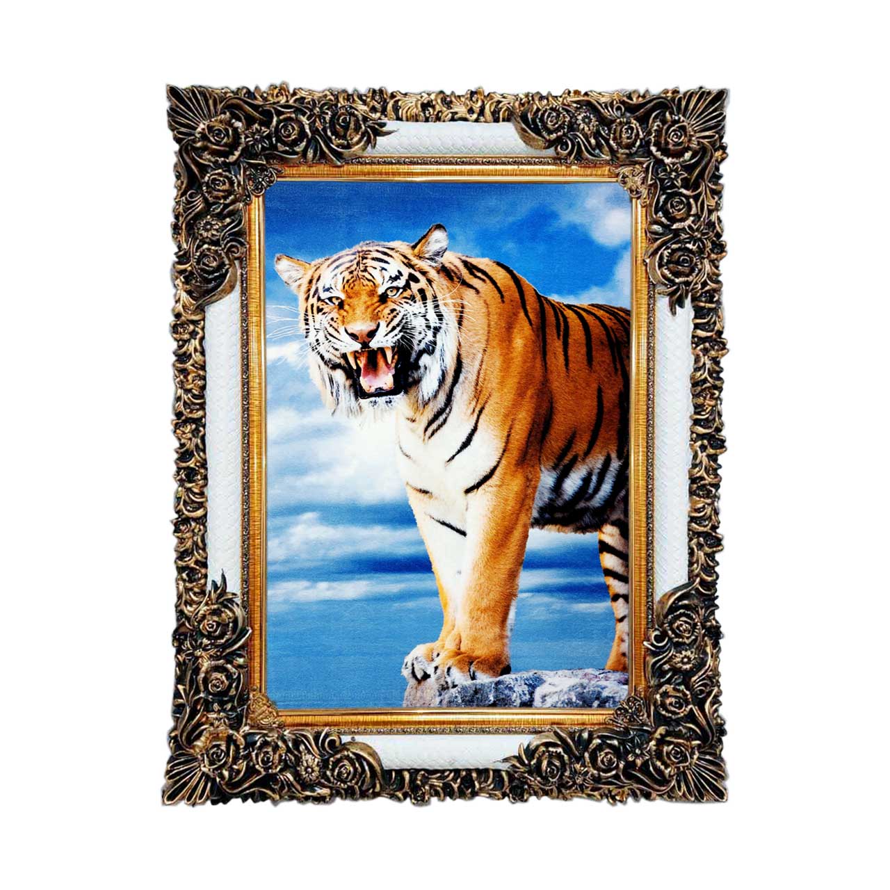 تابلو فرش چاپی طرح ببر کد 14302 سایز 50×50 سانتی متری