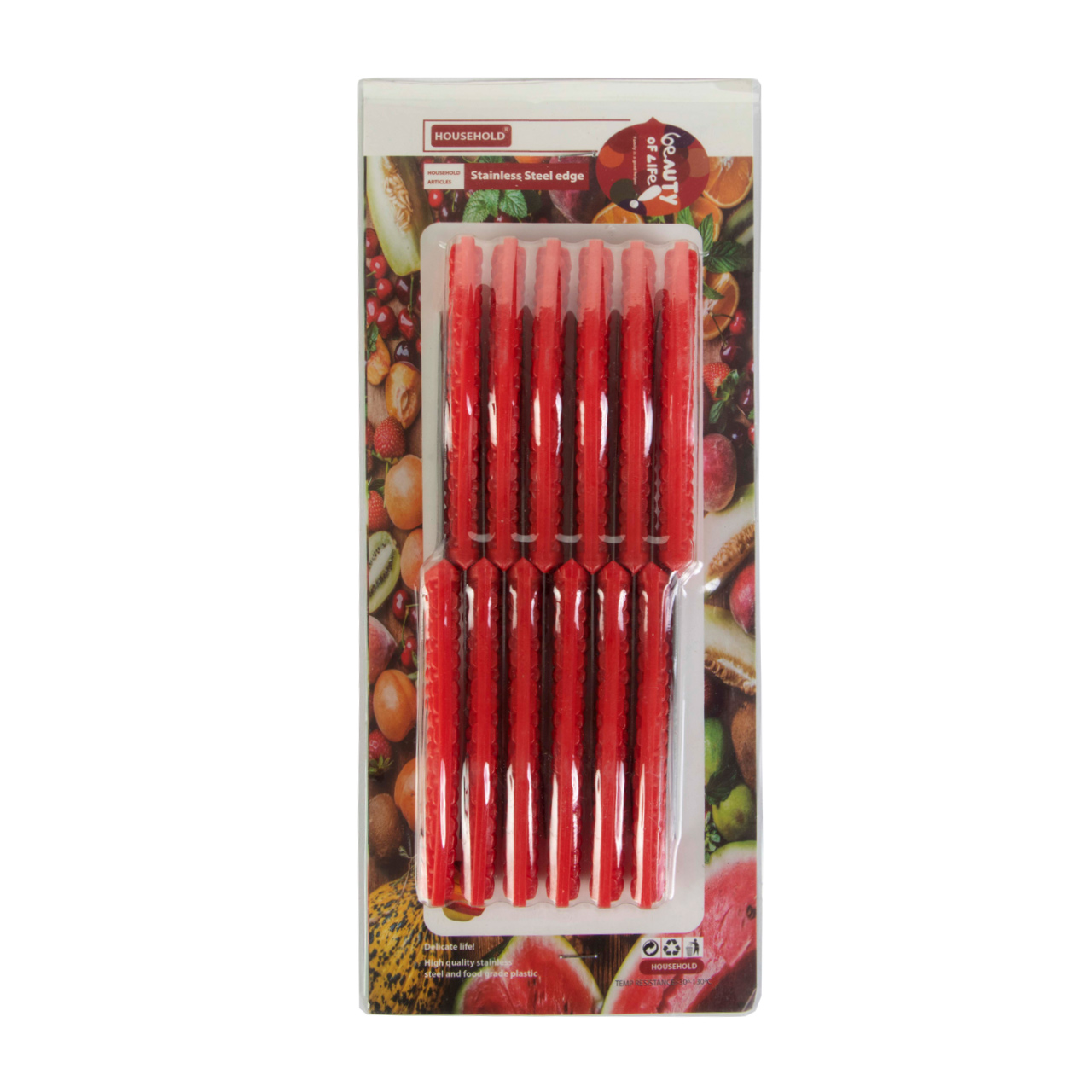 کارد میوه خوری وای اس مدل دسته حصیری بسته 12 عددی کد 4351