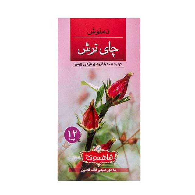 دمنوش چای ترش پوشش دار شاهسوند بسته 12 عددی