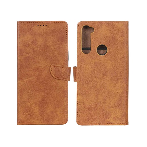 کیف چرمی موبایل مگنتی Xiaomi Redmi Note 8 - عسلی