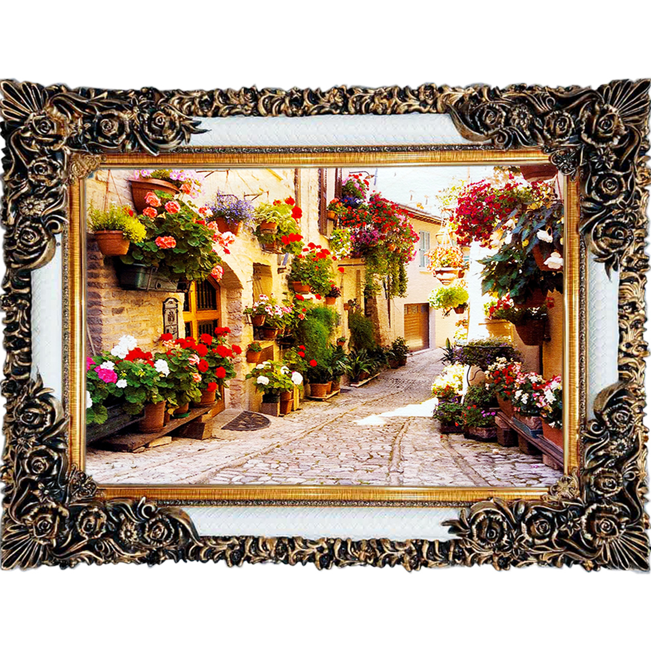 تابلو فرش چاپی طرح کوچه باغ کد 10090 سایز 100×70 سانتی متری