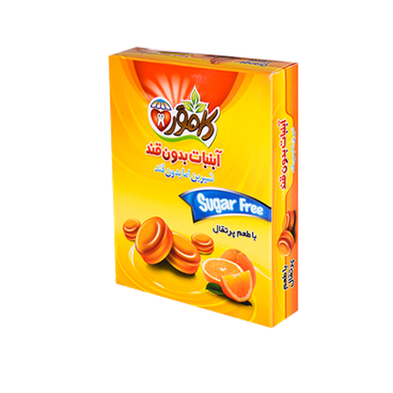 آبنبات بدون قند کامور با طعم پرتقال 130 گرمی