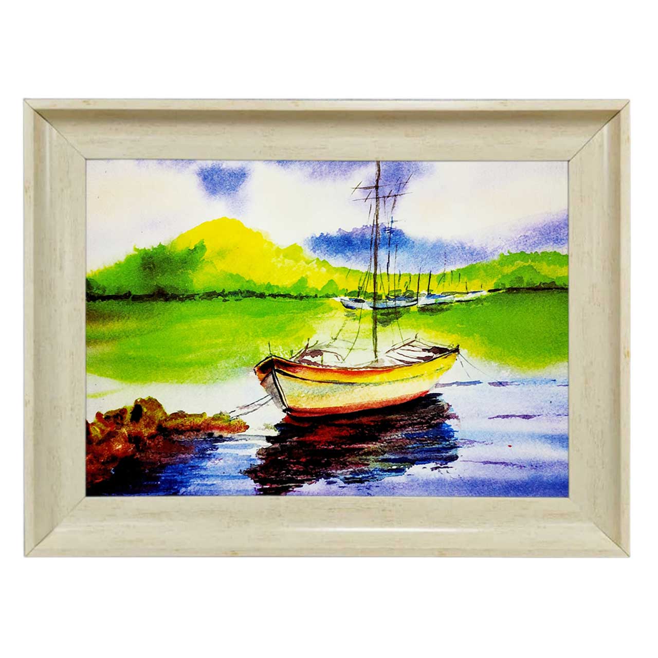 تابلو فرش چاپی طرح قایق کد 10246 سایز 70×50 سانتی متری